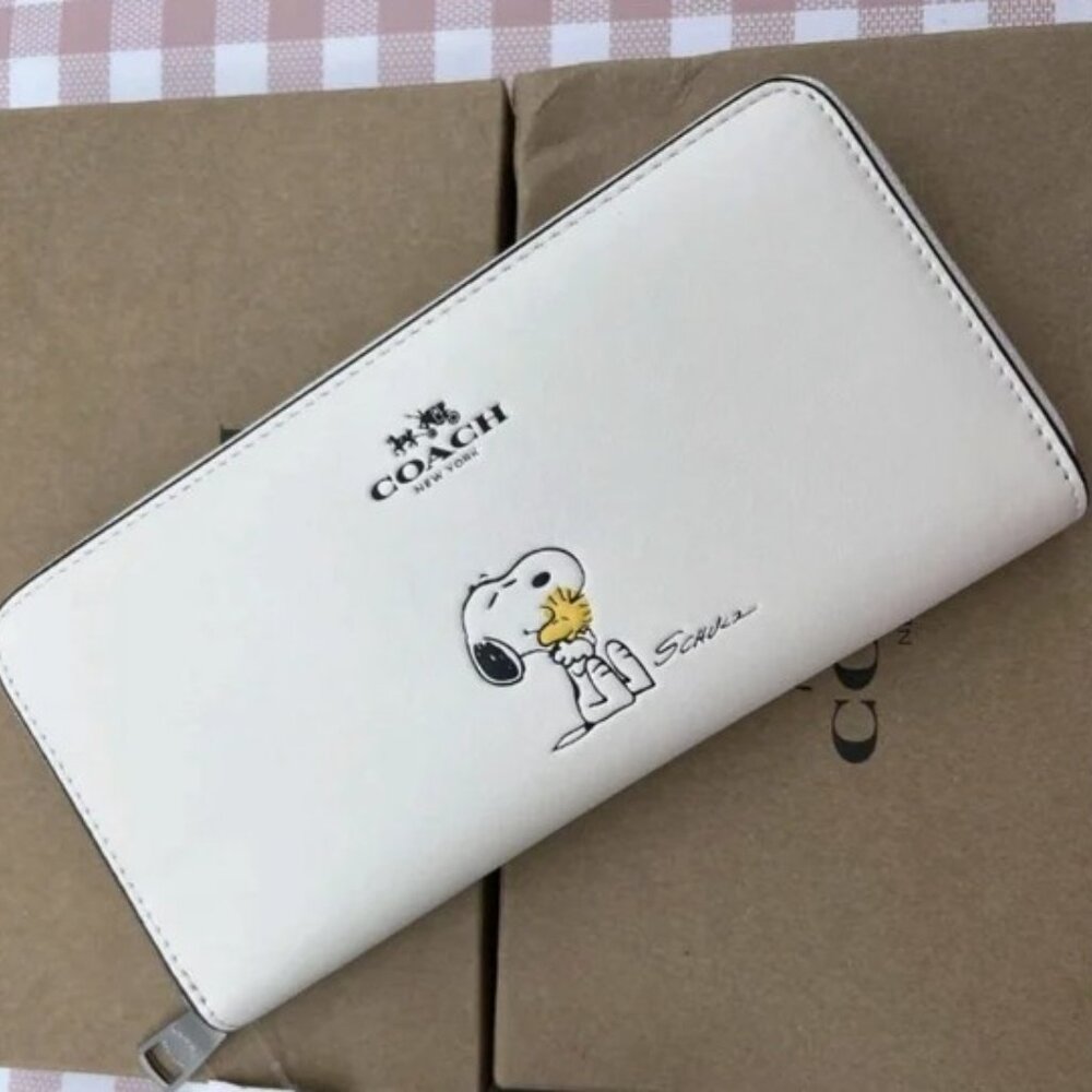 Coach X Peanuts Accordion Zip Leather Wallet F53773 - A Coach Collectible